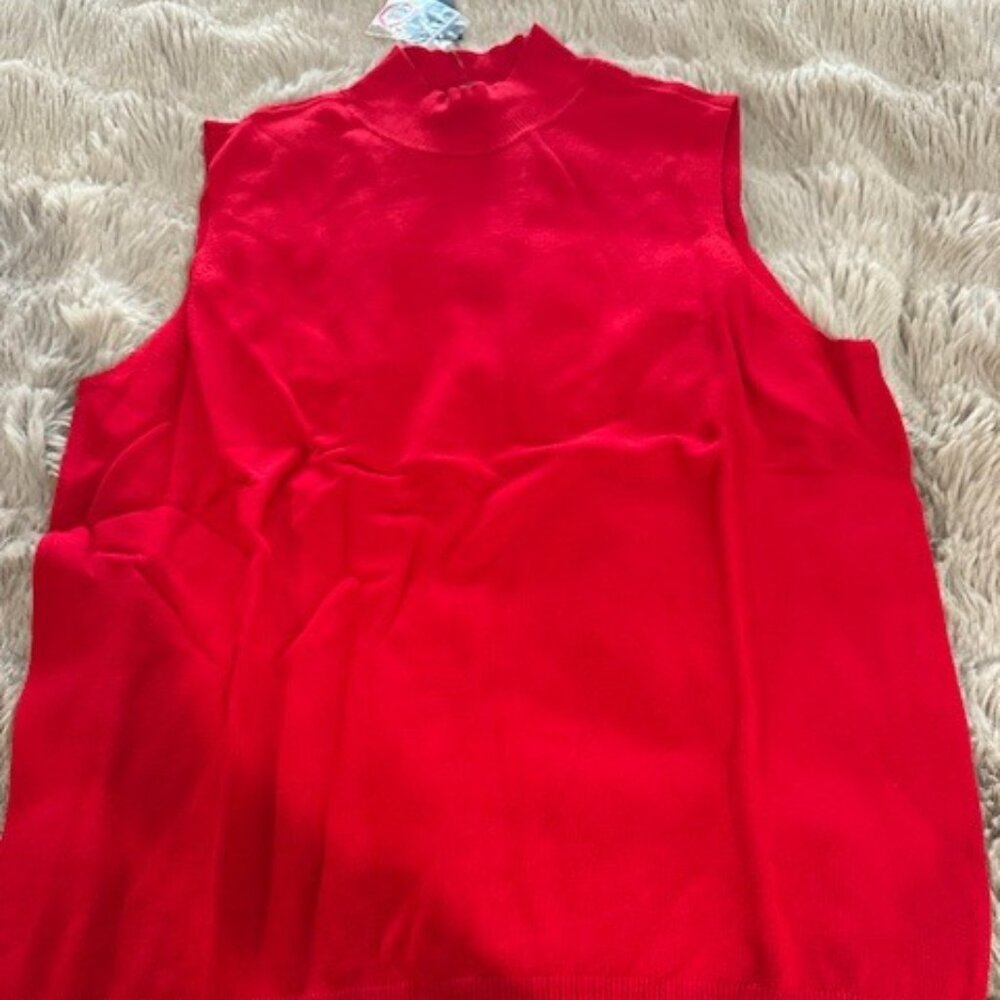 NWT Red Sleeveless Mockneck Worthington L